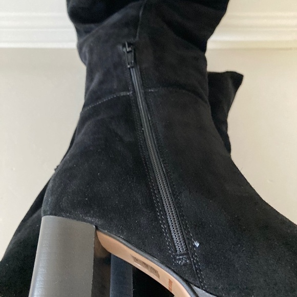 NWOT Free People Echo Platform Over The Knee Black Suede Boots - Picture 8 of 9